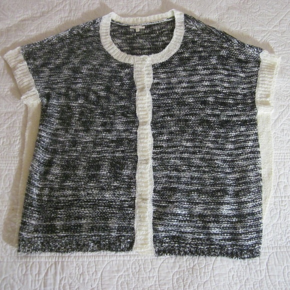 Mystree Sweater S/M Black/White Marled Cardigan - Picture 1 of 7